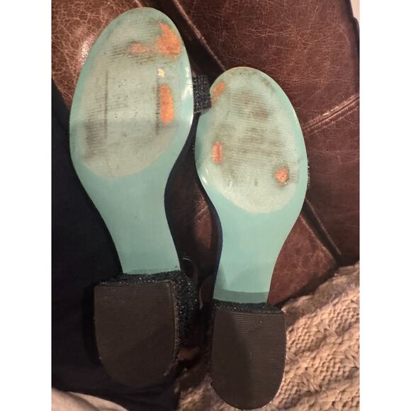 Betsy Johnson Mari Heels Sz 8 Blue Sparkly Strappy Open Toe Evening Shoes - Picture 10 of 10